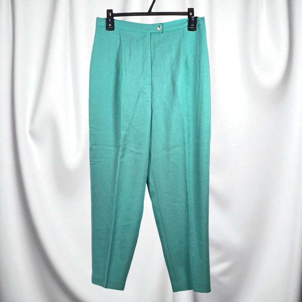 Patchington Petite Woman Dress Pants 10P High Waist Career Trousers Teal Green